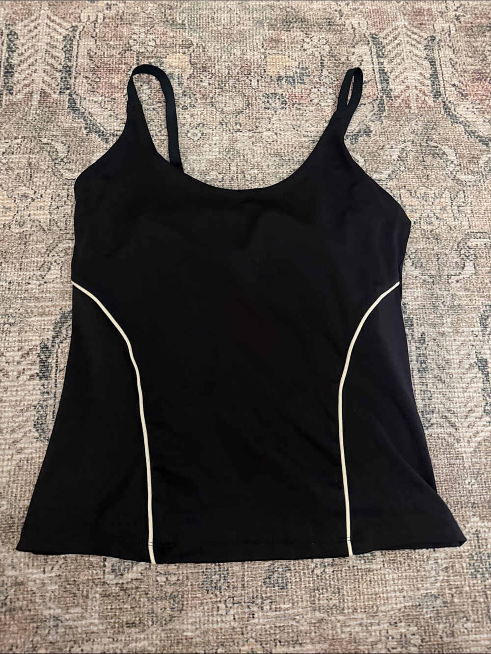 Gymshark Black Tank Top with white Piping - Women's Basic Strappy Top